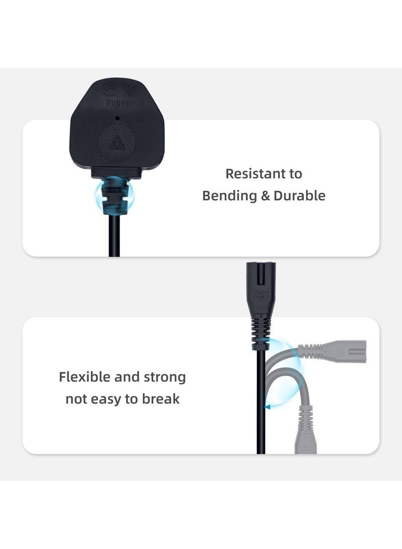 Arabest 1.8M UK Power Cable C7 Figure 8 Power Lead Power Cable Kettle Lead for PS5/PS4/PS3 Console - Image 5
